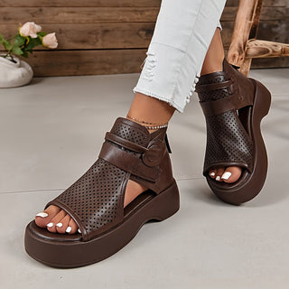 Carmella - Ritssluiting Platform Sandalen