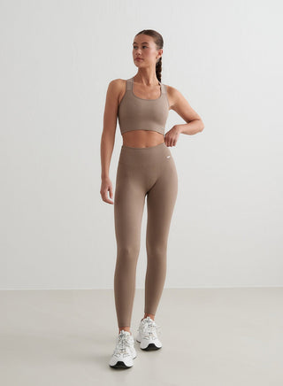 ActiveWear - Espresso Hoog Ondersteunende Geribbelde Beha - SPORTS BRA - Bayu