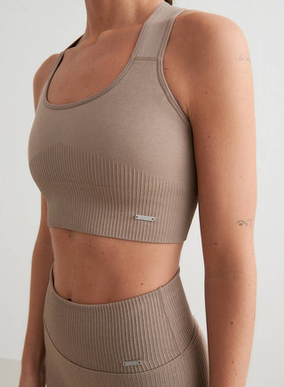 ActiveWear - Espresso Hoog Ondersteunende Geribbelde Beha - SPORTS BRA - Bayu