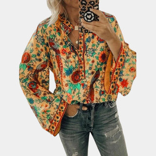 Amiya - Oranje Bloemen Blouse - Bayu