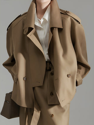 Attire - Casual Asymmetrische Trenchcoat met Revers - Trench Coats - Bayu