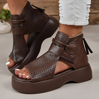 Carmella - Ritssluiting Platform Sandalen