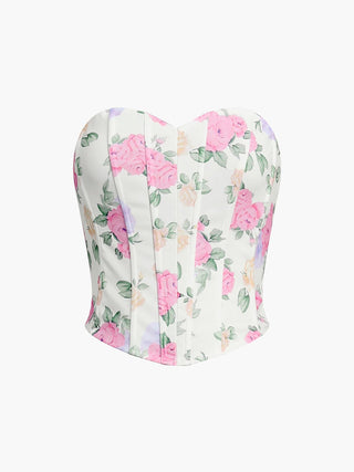 Bloemen Hartvormige Halslijn Corset - Corset - Bayu