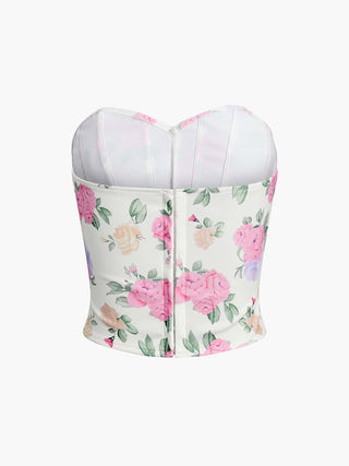 Bloemen Hartvormige Halslijn Corset - Corset - Bayu