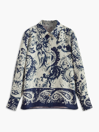 Boheemse Satijnen Polo Met Print En Knoopsluiting - Shirts - Bayu