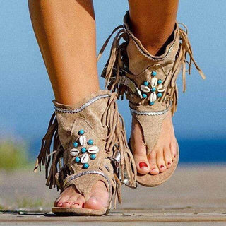 Boho Etnische Sandalen met Franjes - Sandals - Bayu