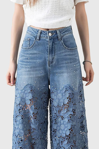 Camila Lace Patchwork Jeans - Bottoms - Bayu