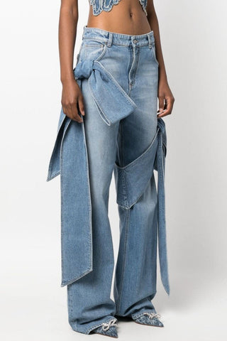 Camille Bow Hoge Taille Straight Jeans - Bottoms - Bayu