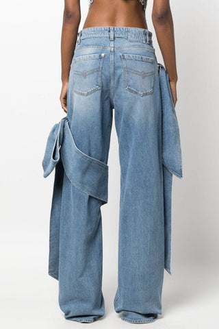 Camille Bow Hoge Taille Straight Jeans - Bottoms - Bayu