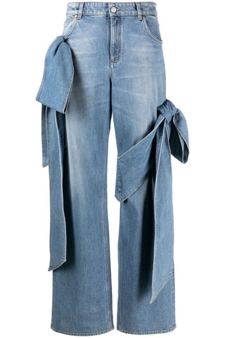 Camille Bow Hoge Taille Straight Jeans - Bottoms - Bayu