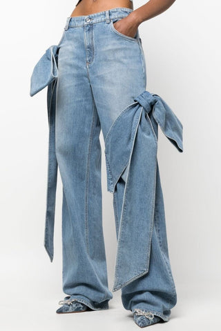 Camille Bow Hoge Taille Straight Jeans - Bottoms - Bayu