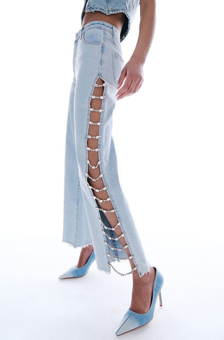 Cataya Diamnate Split Jeans - Bottoms - Bayu