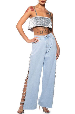 Cataya Diamnate Split Jeans - Bottoms - Bayu