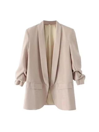 Dames Open Blazer Jas | Vintage Lange Plooimouwen en Klepzakken - Bayu