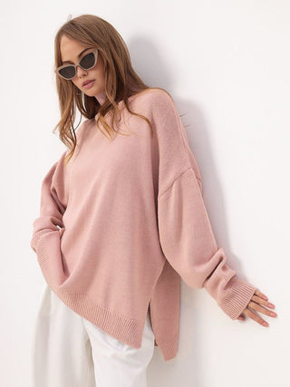 Dina - Oversized Coltrui met Split voor Dames Trui - Sweaters - Bayu