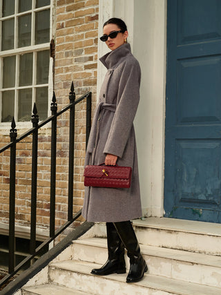 Dore - Geknoopte Zakken Warme Wollen Jas - Wool Coats - Bayu