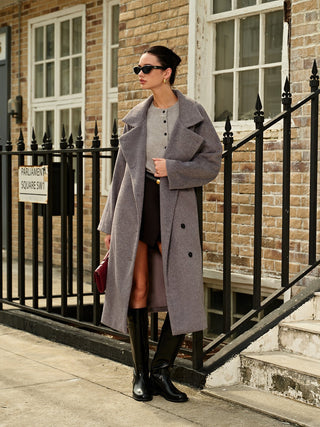 Dore - Geknoopte Zakken Warme Wollen Jas - Wool Coats - Bayu