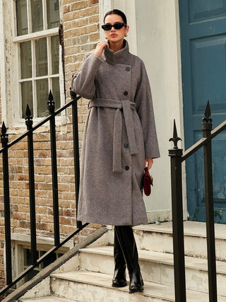 Dore - Geknoopte Zakken Warme Wollen Jas - Wool Coats - Bayu