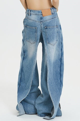 Emely Deconstructed Jeans met Fake Twee - delige Look in Chic Blauw voor Modebewuste Vrouwen - Bottoms - Bayu