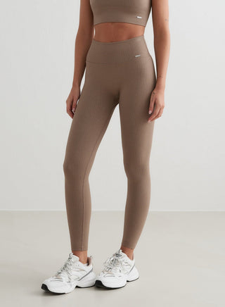 Espresso Geribbelde Naadloze Legging - TIGHTS - Bayu