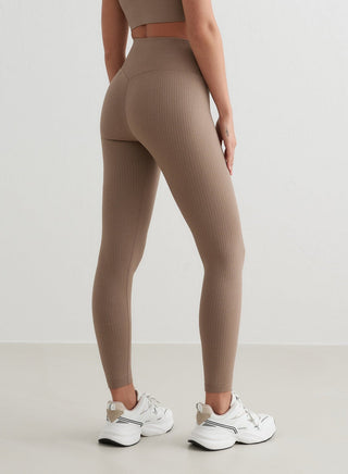 Espresso Geribbelde Naadloze Legging - TIGHTS - Bayu