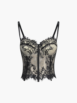 Floral Lace Semi - sheer Corset - Corset - Bayu