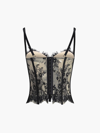 Floral Lace Semi - sheer Corset - Corset - Bayu