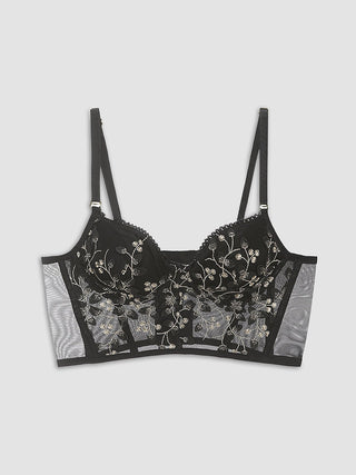 Floral Mesh Lace Crop Corset Top - Corset - Bayu