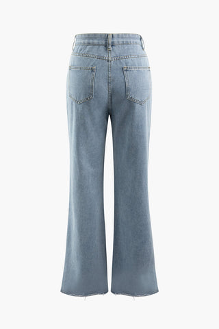 Frayed High Waist Jeans - Jeans - Bayu