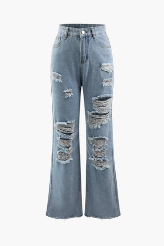 Frayed High Waist Jeans - Jeans - Bayu