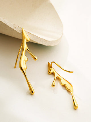 Gouden Lava Drop Oor Cuff - Earrings - Bayu