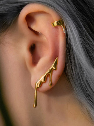 Gouden Lava Drop Oor Cuff - Earrings - Bayu