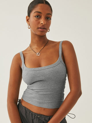 Grijze Sexy Gebreide Camisole Mouwloze Crop Top - Bayu