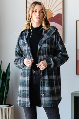 Heimish Plaid Button Down Lange Mouwen Hoodie Cardigan - Outerwear - Bayu