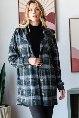 Heimish Plaid Button Down Lange Mouwen Hoodie Cardigan - Outerwear - Bayu