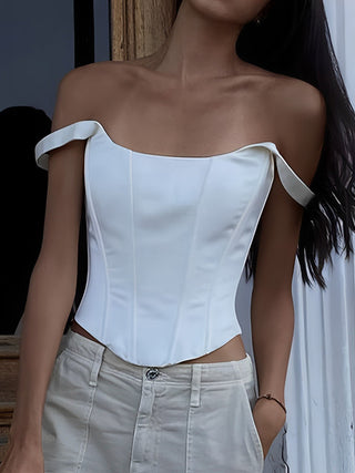 Ivory Glow Tied Crop Corset Top - Tank Tops & Camis - Bayu