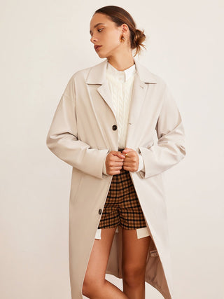 Lange Trenchcoat met Revers en Knoopsluiting - Trench Coats - Bayu