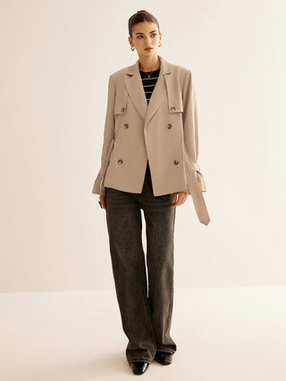 Manda - Trenchcoat met Riem en Schoudervullingen - Trench Coats - Bayu