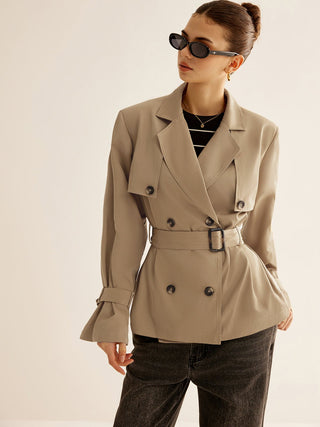 Manda - Trenchcoat met Riem en Schoudervullingen - Trench Coats - Bayu