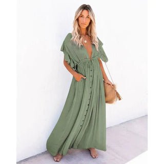 Maxi Groene Ibiza Strandjurk - Ibiza jurken - Bayu