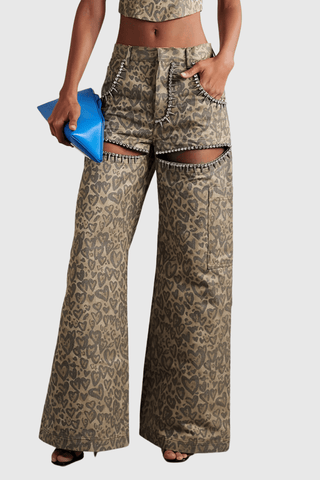 Monica Luipaard Jeans met Strass Cutouts - Bottoms - Bayu