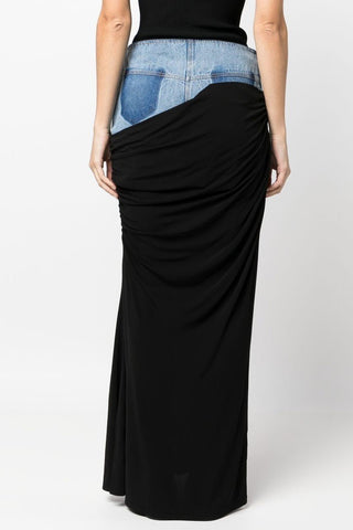 Sloane Draped Patchwork Denim Rok - Bottoms - Bayu