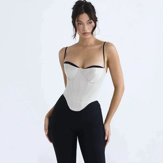 Sophia - Moderno Croptop met Contrasterende Randen en Fijne Bandjes Croptop - Bayu