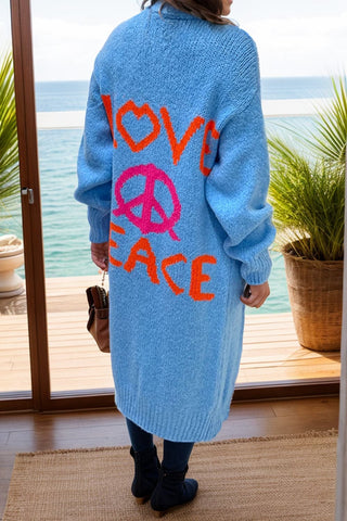 Stijlvolle Peace Sign Lange Mouw Cardigan - Tussenjas voor Dames - Outerwear - Bayu