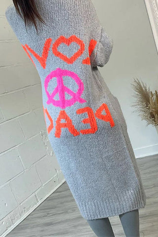 Stijlvolle Peace Sign Lange Mouw Cardigan - Tussenjas voor Dames - Outerwear - Bayu