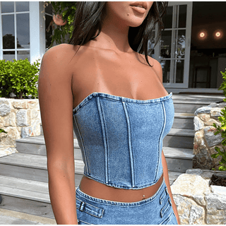 Top Feie - Dames Denim Croptop - Bayu