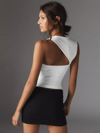 Witte Sexy One Shoulder Crop Top - Bayu