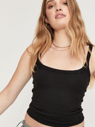 Zwarte Sexy Gebreide Camisole Mouwloze Crop Top - Bayu